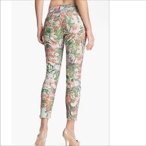 7 FAM The cropped skinny in Tropical palms print - Picture 1 of 8